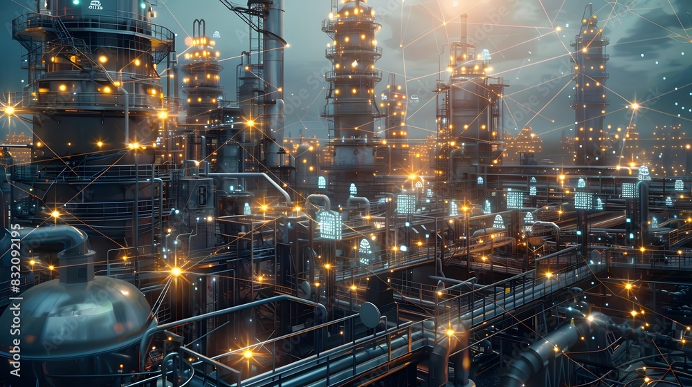 Illustration of Utilizing connected sensors and devices to collect and analyze data from industrial equipment and processes. Ai Generate. Illustration of Utilizing connected sensors and devices to collect and analyze data from industrial equipment and processes. Ai Generate.