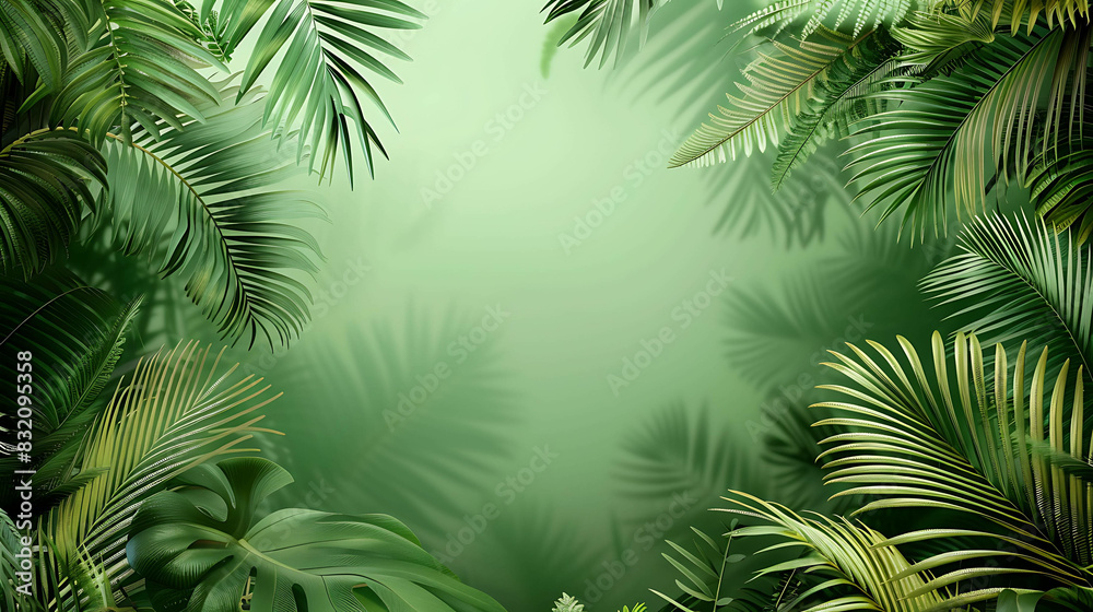 lush green foliage with a gradient background in the center for text
