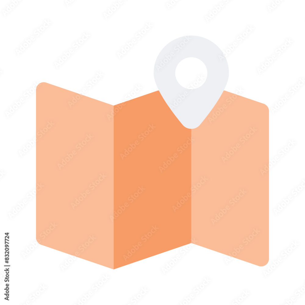 Tri Fold chart with location pointer, trendy icon of map location Tri Fold chart with location pointer, trendy icon of map location