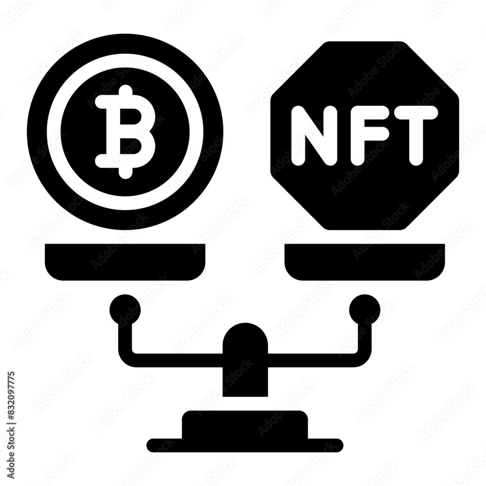 Conceptual glyph design icon of bitcoin vs nft
Conceptual glyph design icon of bitcoin vs nft