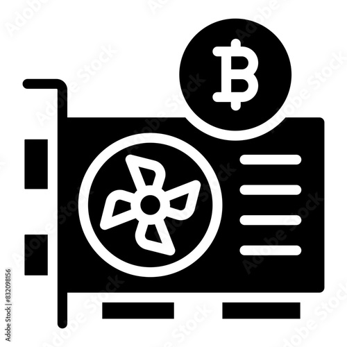 A unique design icon of bitcoin gpu card 

