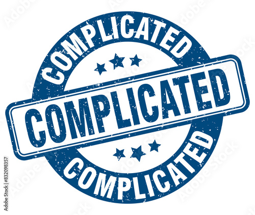 complicated stamp. complicated label. round grunge sign