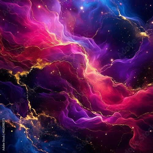 background with space,texture of space dust with golden veins colored in magentas, reds, the mood is dark and the style is dark and dramatic