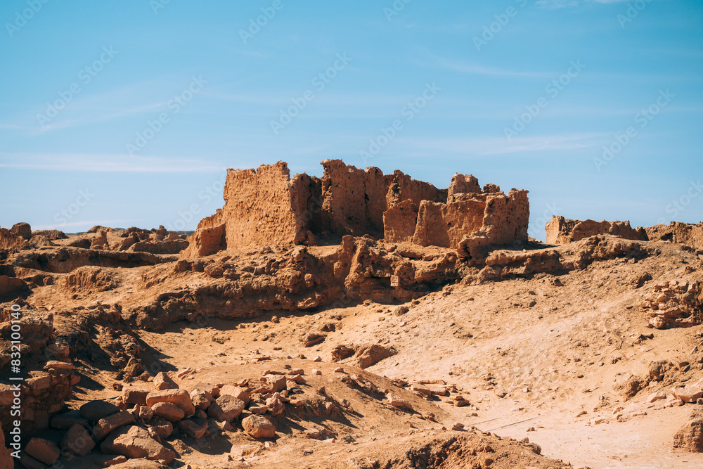 Ruins of the ancient village of Germa, capital of the Garamantes empire, in the Fezzan region, Libya, North Africa Ruins of the ancient village of Germa, capital of the Garamantes empire, in the Fezzan region, Libya, North Africa