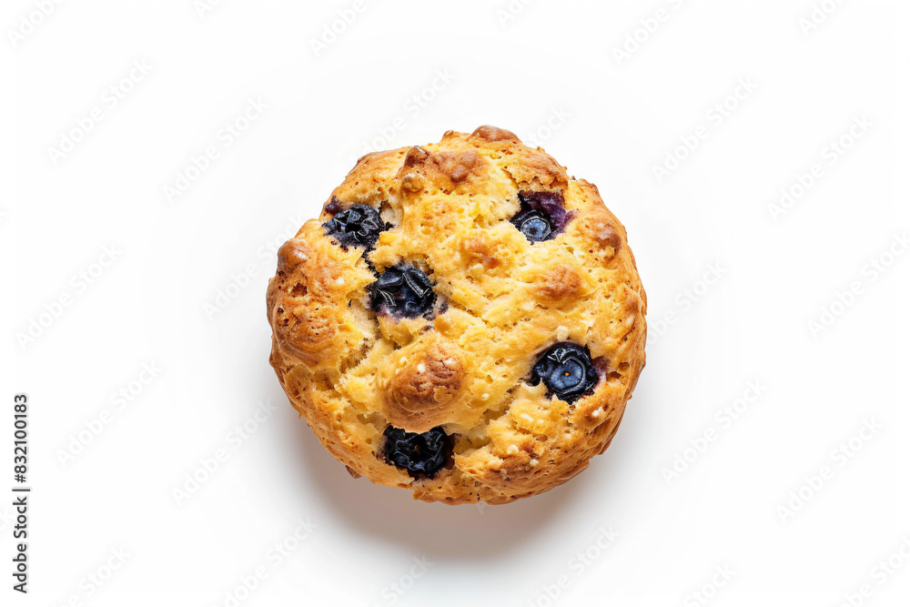 a blueberry muffin on a white surface a blueberry muffin on a white surface
