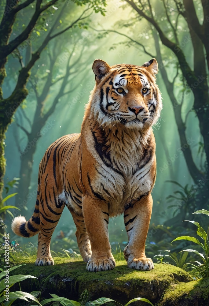 Obraz premium Majestic Tiger in a Lush Forest
