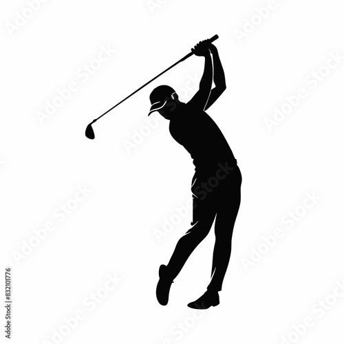 Golf player vector silhouette on a white background