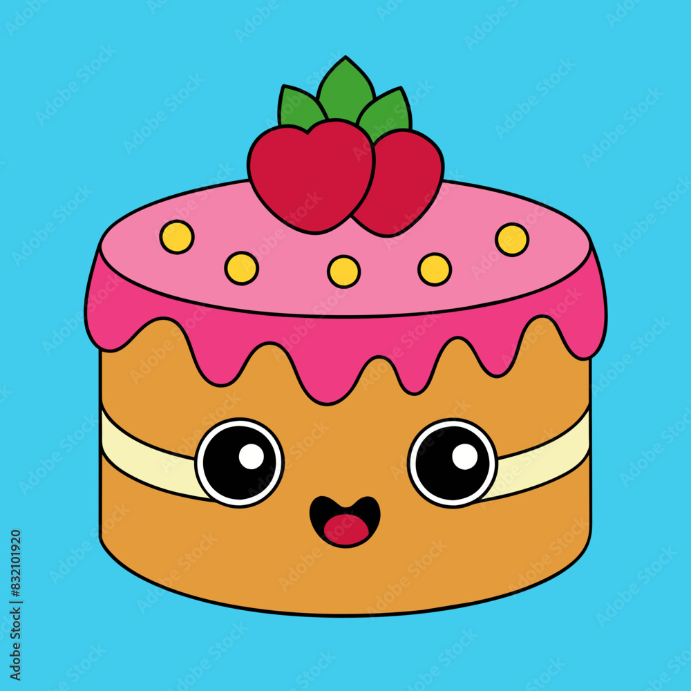 Funny cute cake vector illustration 