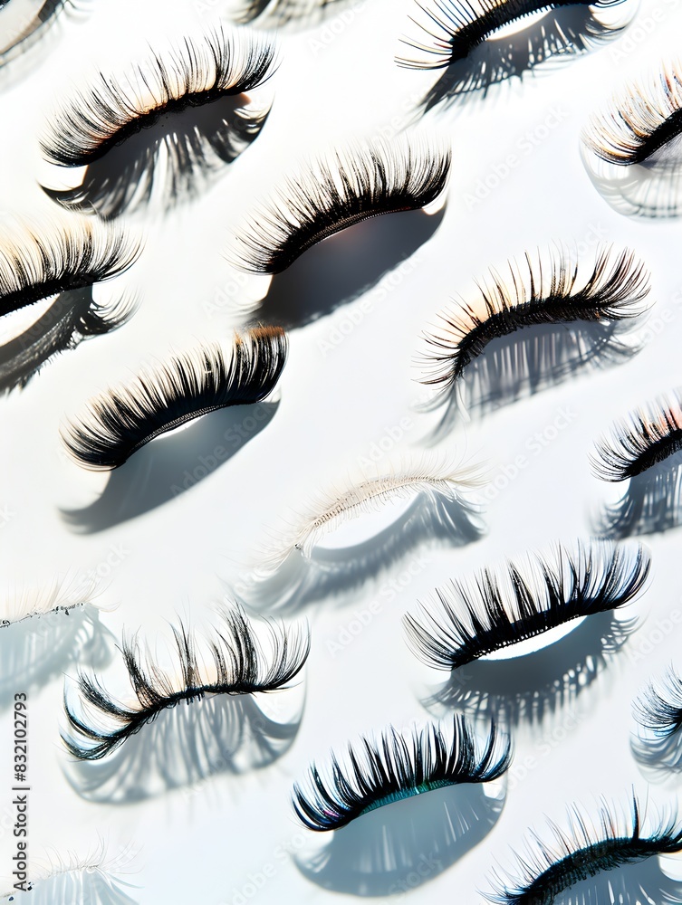 Dramatic Lash Extensions Showcase on Minimalist White Background Dramatic Lash Extensions Showcase on Minimalist White Background
