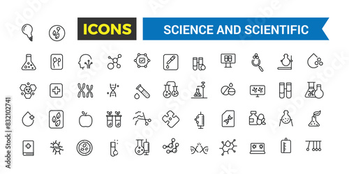 Science and scientific activity icon set. minimal line web icon set. Editable vector icon and illustration.