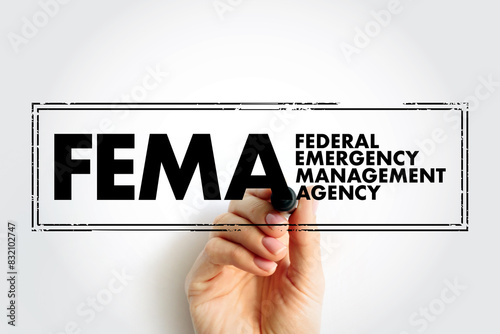 FEMA Federal Emergency Management Agency - agency of the United States Department of Homeland Security, acronym text concept background photo