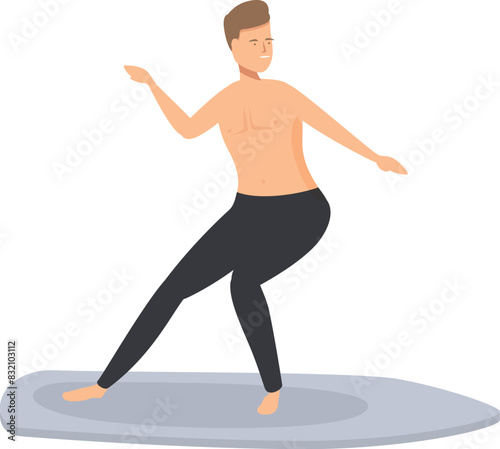 Young male illustrated in a yoga pose, promoting health and wellness © nsit0108