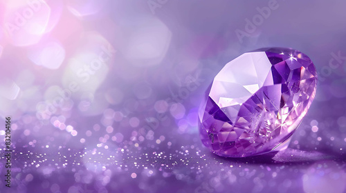 Purple diamond on purple glittering background.