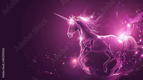 Fantasy Unicorn. Glowing pink unicorn with flowing mane and tail. Perfect for children's book illustrations, fantasy-themed websites, and more.