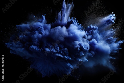 Explosion of colored powder on black background dust fireworks smoke chemicals cosmetics presentation explosive outstanding impressive backdrop