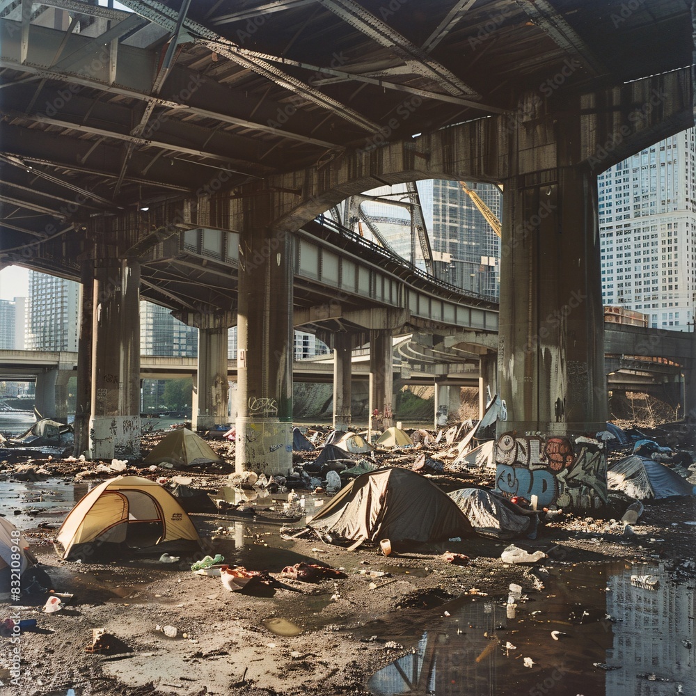 This poignant image captures the reality of homelessness in urban areas ...