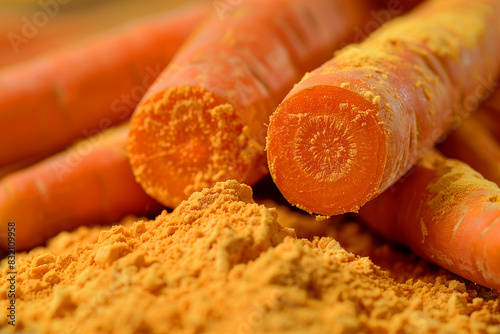 A Close-Up View of Carrot Powder, Capturing the Nutritional Bounty of This Natural Superfood	
