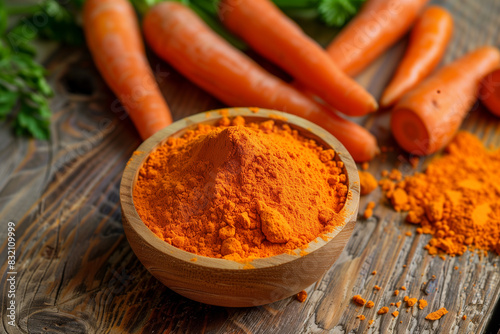 A Close-Up View of Carrot Powder, Capturing the Nutritional Bounty of This Natural Superfood	
