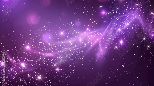 Vibrant Violet Sparkle Background with Glowing Lights and Twinkling Stars - Vector Illustration