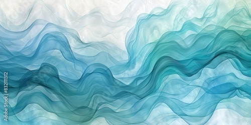 Watercolor waves, blending aqua, teal, and indigo in a seamless, flowing pattern that mimics the gentle movement of water, ai generated photo