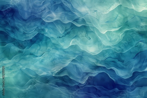 Watercolor waves  blending aqua  teal  and indigo in a seamless  flowing pattern that mimics the gentle movement of water  ai generated