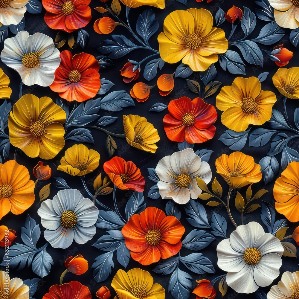 Seamless beautiful colorful flowers pattern background Seamless beautiful colorful flowers pattern background