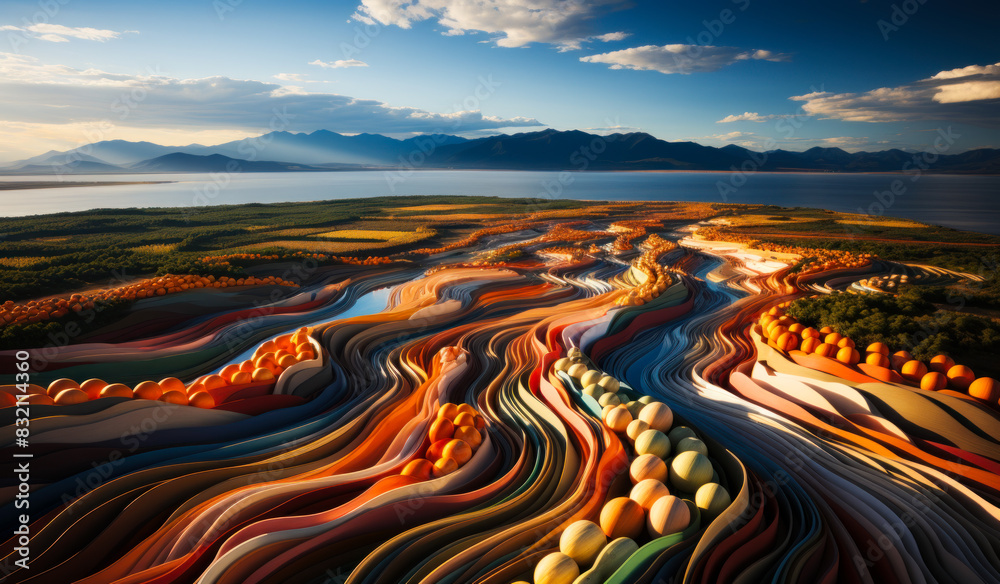 Fototapeta premium The colorful mountains and the river