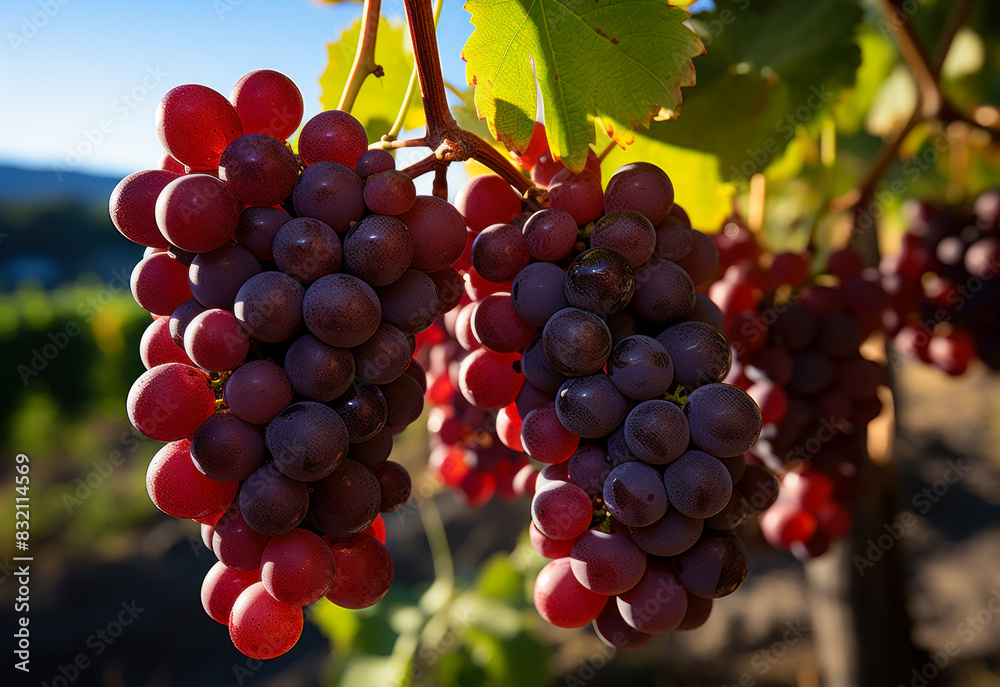 Red grapes on the vine