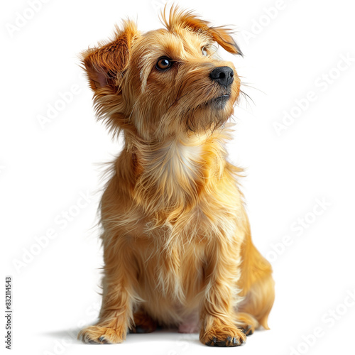 Cairn Terrier dog sitting and look up on transparent background
