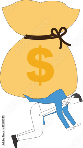 Businessman Crisis, Businessman under the money bag