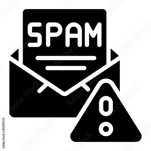 A glyph design icon of spam email

