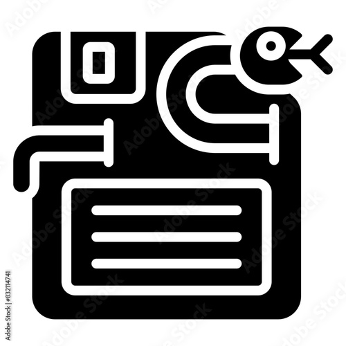 A trendy design icon of infected floppy

