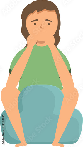Vector illustration of a dejected cartoon character sitting with their head down