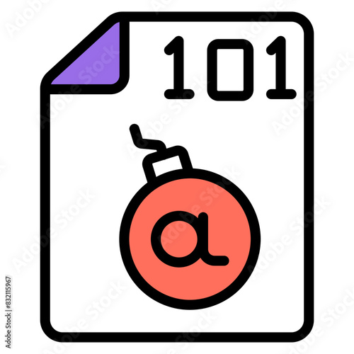 A flat design icon of binary file

