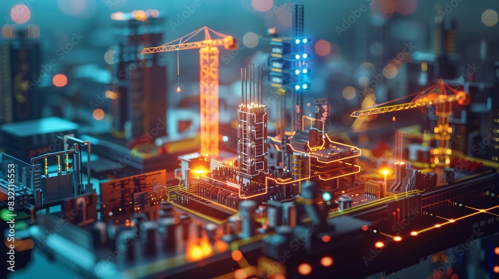 construction industry and internet technology concept. construction industry and internet technology concept.