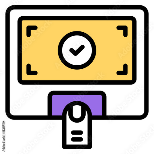 A colored design icon of virtual money


