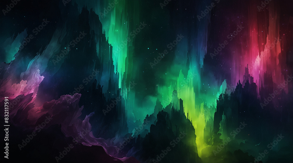 Illustration of Beautiful Aurora: Mesmerizing Celestial Spectacle in Artistic Creations