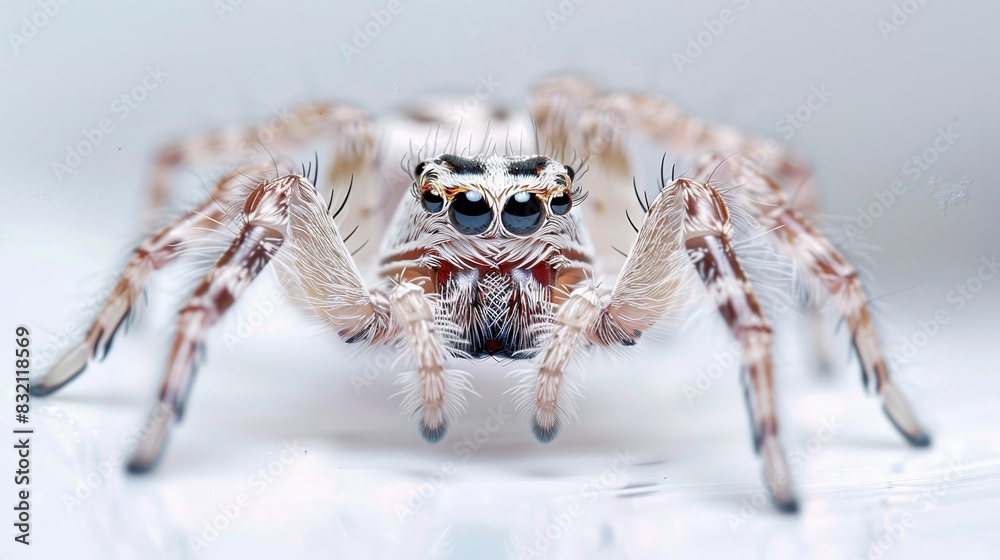 A closeup of a ghost spider on a white background A closeup of a ghost spider on a white background