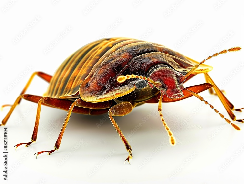 Naklejka premium A closeup of a bed bug on a white background 167