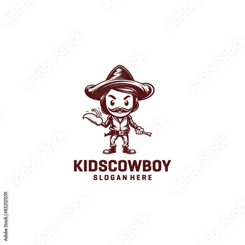Kids cowboy logo vector illustration