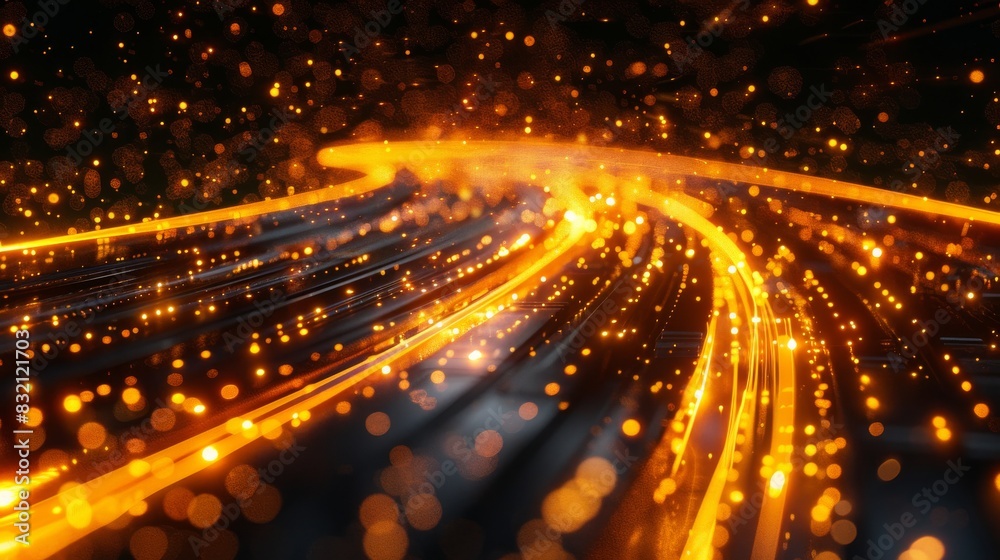 Futuristic Black Surface with Glowing Orange Gold Lines Futuristic Black Surface with Glowing Orange Gold Lines