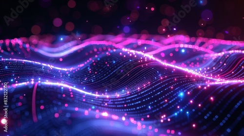 Futuristic Black Surface with Glowing Purple Lines