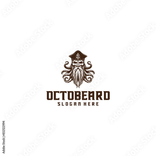 Octopus beard logo vector illustration