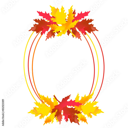 Autumn isolated frame with maple leaves on white background Flat gradient style Separate vector illustration template cover poster postcard flyer greeting card invitation harvest festival invitation