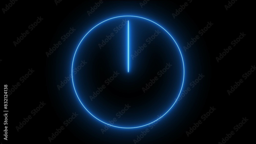 Abstract bright neon frame. The movement of the luminous neon line in a circular path. Web background laser show