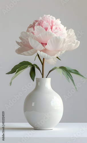 Wallpaper Mural A white vase containing a single pink flower on a table Torontodigital.ca