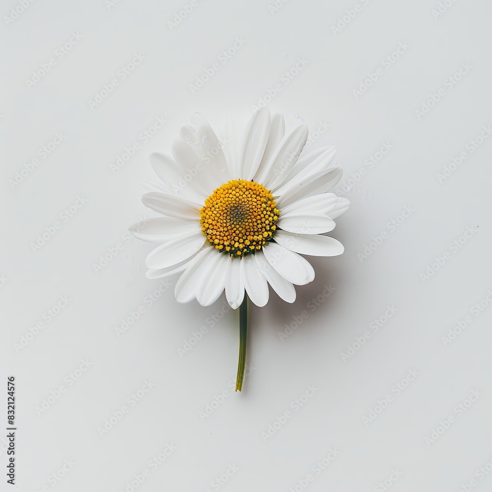 Obraz premium A single daisy with white petals and a yellow flower, daisy, nature, white, chamomile, isolated, camomile, summer, spring, plant, yellow, beauty, blossom, petal, macro, bloom, floral, flora, petals, m