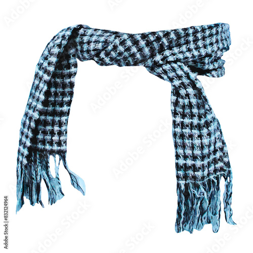 Photography Blue checked scarf png illustration on transparent background