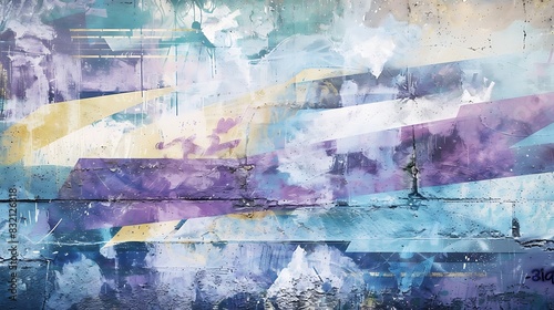 An abstract graffiti wall with a blend of pastel watercolor effects