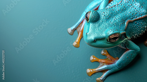 close up of blue frog photo